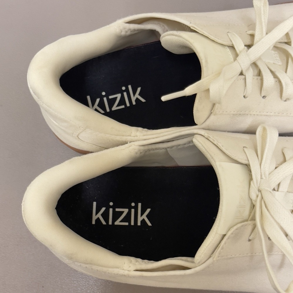 Kizik Irving Shoes Men 11.5 Wide Beige Canvas Hands Free Lace Up Walking Sneaker - Picture 3 of 14